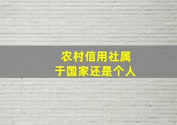 农村信用社属于国家还是个人