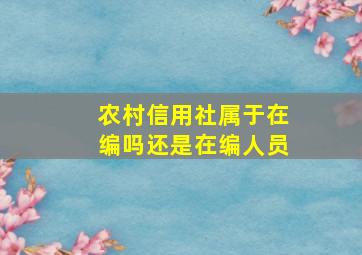 农村信用社属于在编吗还是在编人员