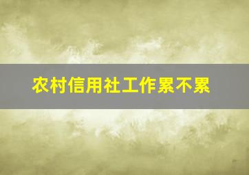 农村信用社工作累不累