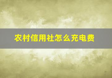 农村信用社怎么充电费