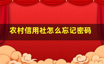 农村信用社怎么忘记密码