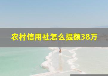 农村信用社怎么提额38万