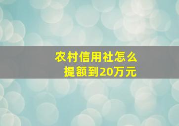 农村信用社怎么提额到20万元