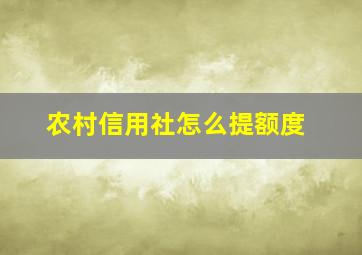 农村信用社怎么提额度