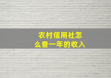 农村信用社怎么查一年的收入