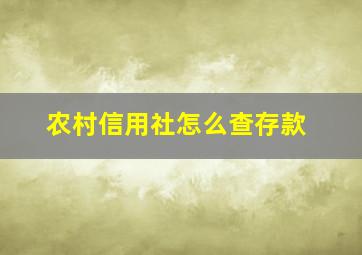 农村信用社怎么查存款