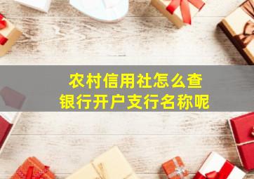 农村信用社怎么查银行开户支行名称呢