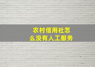 农村信用社怎么没有人工服务