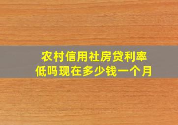 农村信用社房贷利率低吗现在多少钱一个月