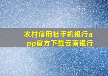 农村信用社手机银行app官方下载云南银行