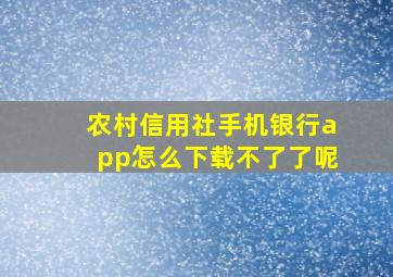 农村信用社手机银行app怎么下载不了了呢