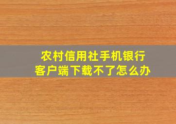 农村信用社手机银行客户端下载不了怎么办