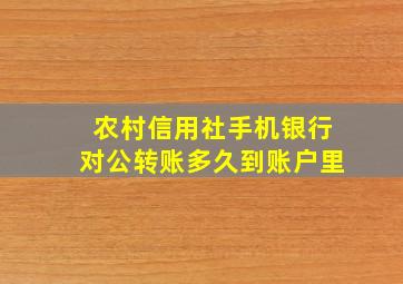 农村信用社手机银行对公转账多久到账户里