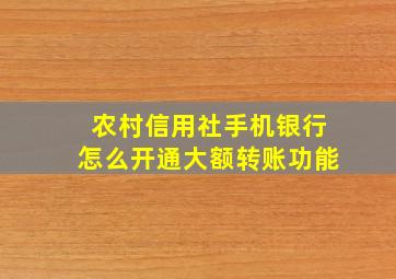 农村信用社手机银行怎么开通大额转账功能