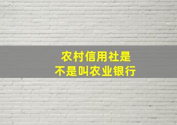 农村信用社是不是叫农业银行