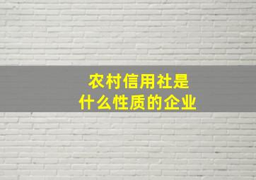 农村信用社是什么性质的企业