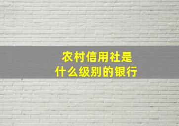 农村信用社是什么级别的银行