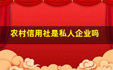 农村信用社是私人企业吗