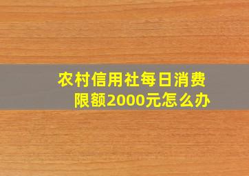 农村信用社每日消费限额2000元怎么办