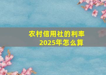 农村信用社的利率2025年怎么算