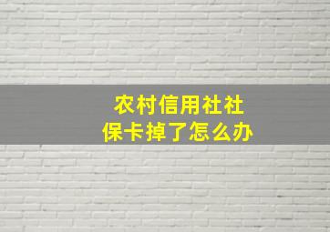 农村信用社社保卡掉了怎么办