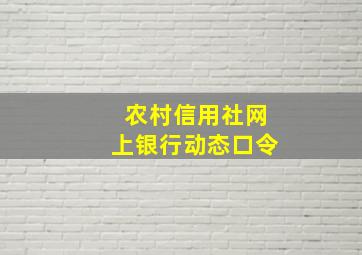 农村信用社网上银行动态口令