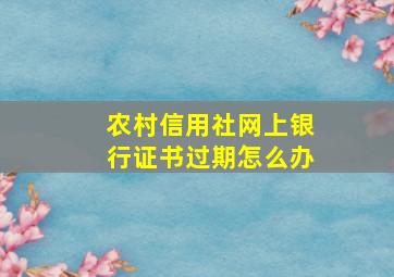 农村信用社网上银行证书过期怎么办