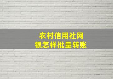 农村信用社网银怎样批量转账