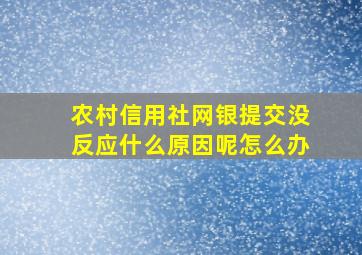 农村信用社网银提交没反应什么原因呢怎么办