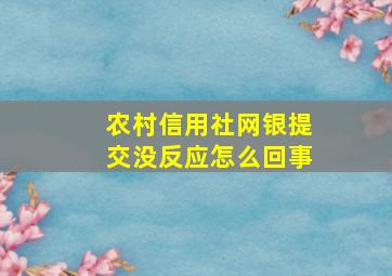 农村信用社网银提交没反应怎么回事