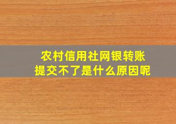 农村信用社网银转账提交不了是什么原因呢