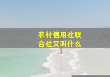 农村信用社联合社又叫什么