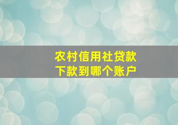 农村信用社贷款下款到哪个账户