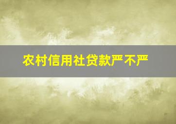 农村信用社贷款严不严