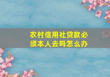 农村信用社贷款必须本人去吗怎么办