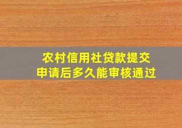 农村信用社贷款提交申请后多久能审核通过