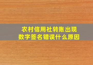 农村信用社转账出现数字签名错误什么原因