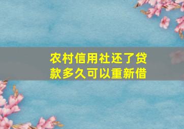 农村信用社还了贷款多久可以重新借