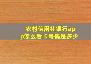 农村信用社银行app怎么看卡号码是多少