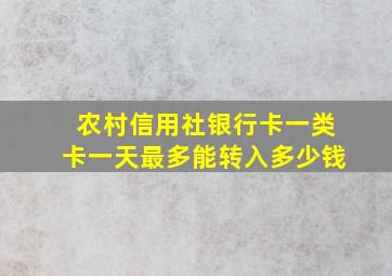 农村信用社银行卡一类卡一天最多能转入多少钱