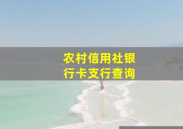 农村信用社银行卡支行查询