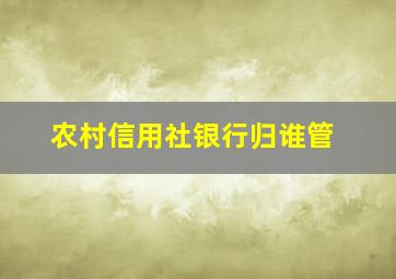 农村信用社银行归谁管