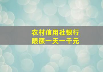 农村信用社银行限额一天一千元