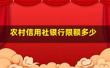 农村信用社银行限额多少