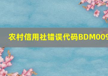 农村信用社错误代码BDM0092