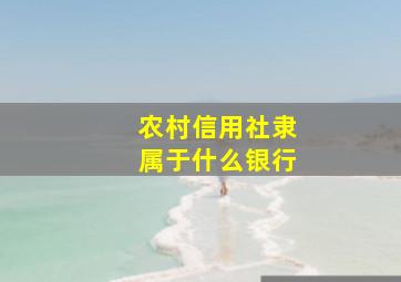 农村信用社隶属于什么银行