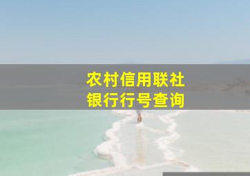 农村信用联社银行行号查询