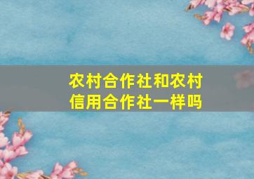 农村合作社和农村信用合作社一样吗