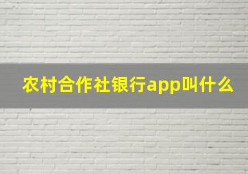 农村合作社银行app叫什么