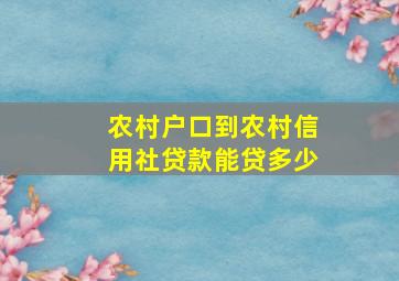 农村户口到农村信用社贷款能贷多少